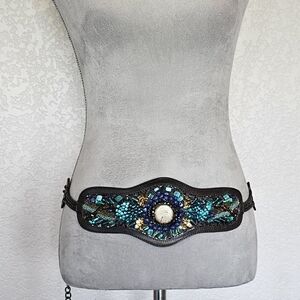 Chico's Leather Belt Womens Adjustable Southwestern Rodeo Western Boho